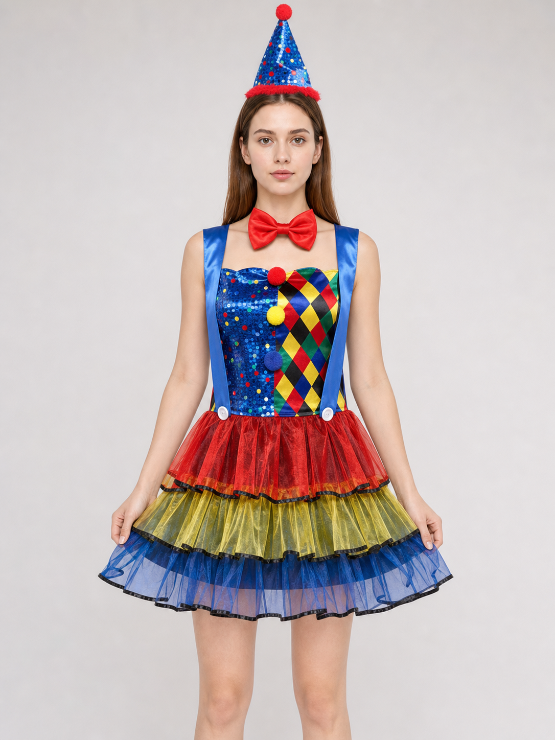 Clown Costume with a Full Skirt and Hat