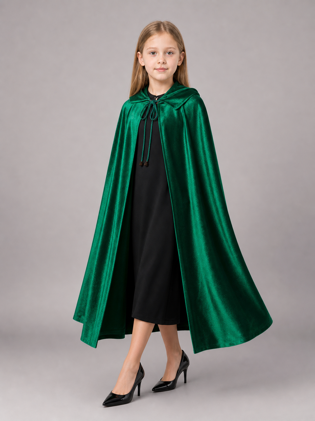 Dark Green Hooded Costume Cloak