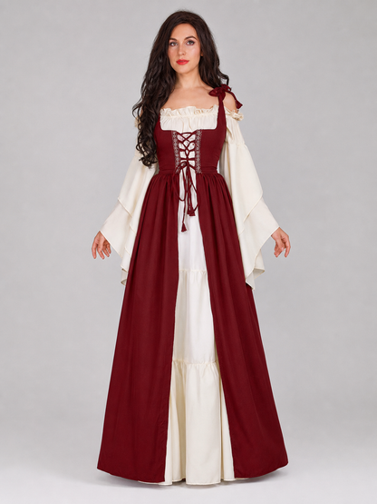 Renaissance-Style Costume Dress with Lacing front view