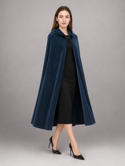 Dark Blue Hooded Costume Cloak