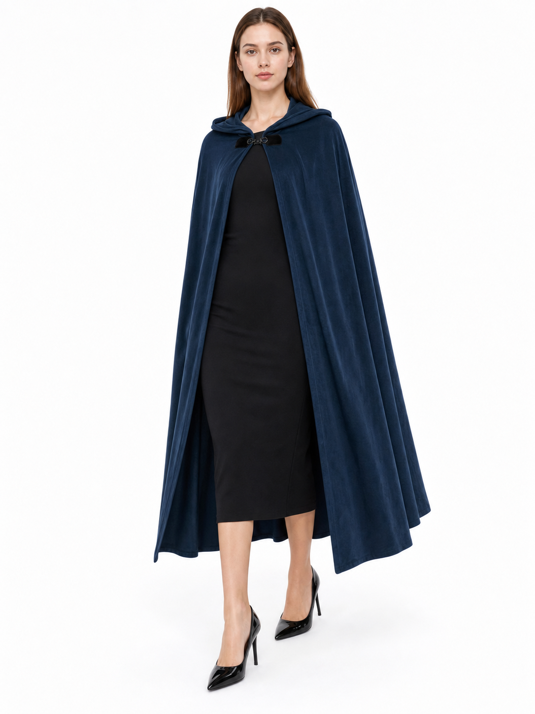 Dark Blue Hooded Costume Cloak