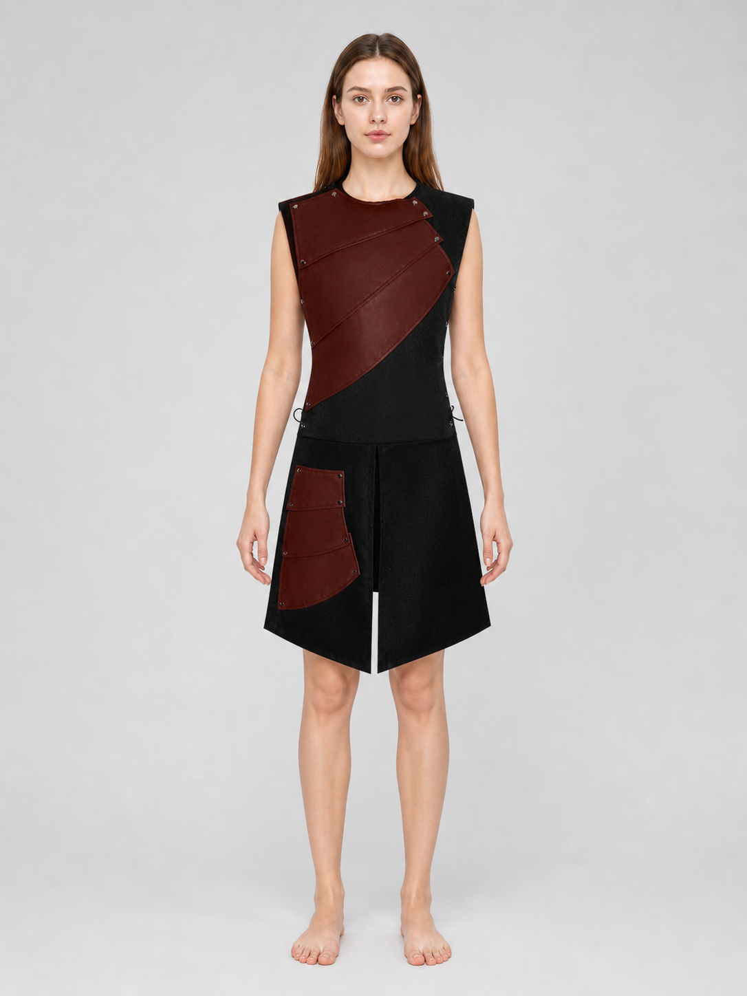 Sleeveless Dress with Asymmetrical Inserts