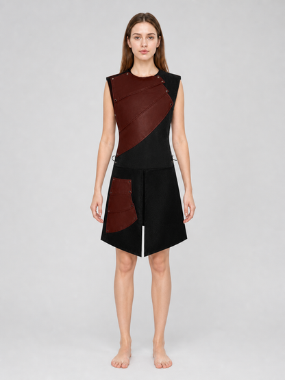 Sleeveless Dress with Asymmetrical Inserts