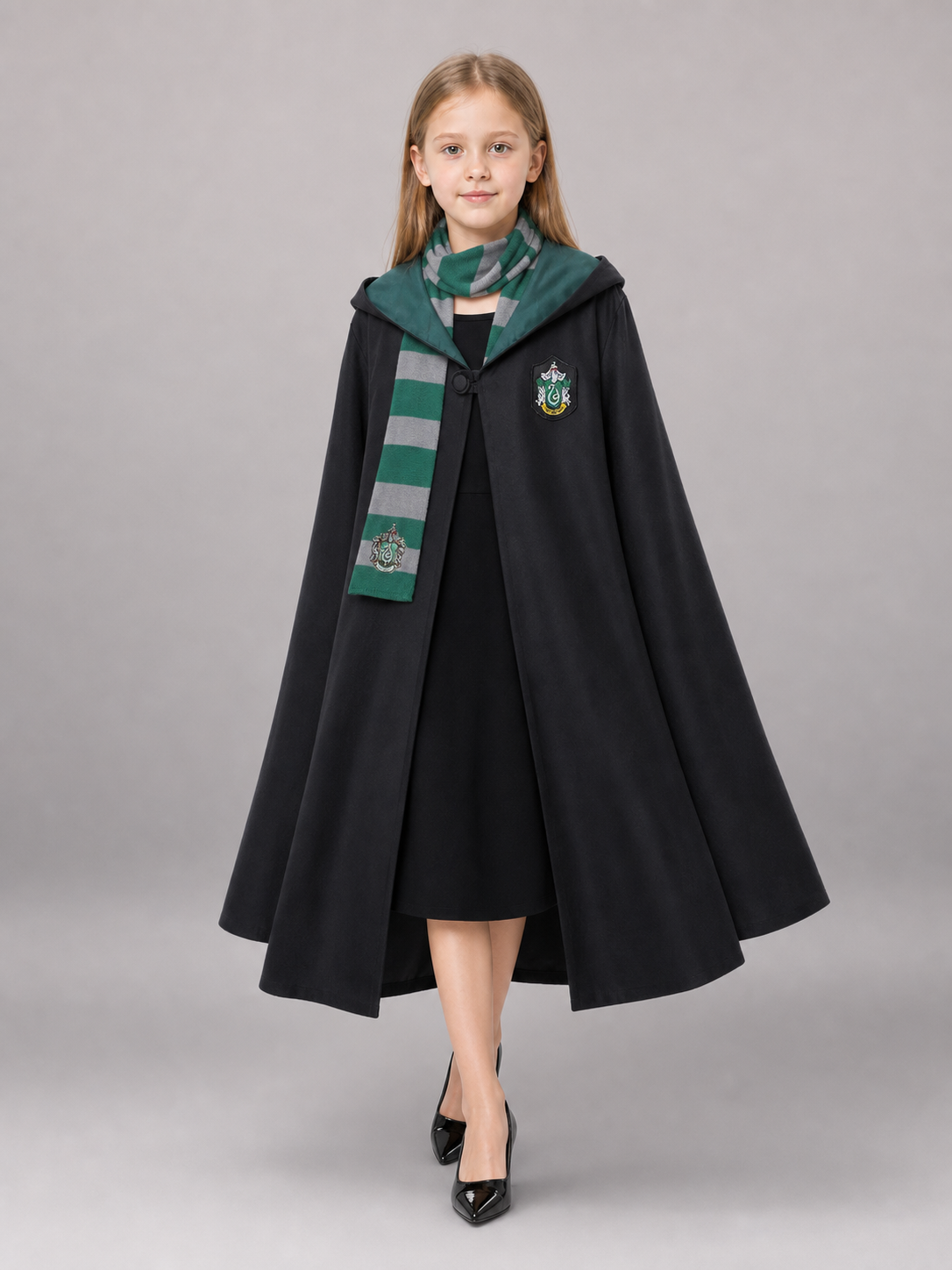 Black hooded costume cloak