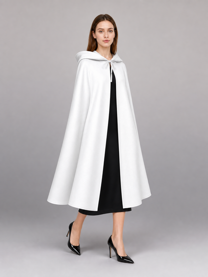 White Medieval Hooded Costume Cloak