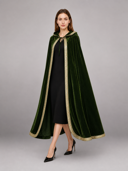 Green Medieval Hooded Costume Cloak