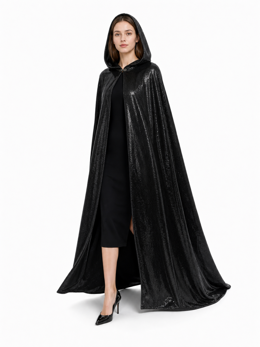 Black Gothic Hooded Carnival Cloak