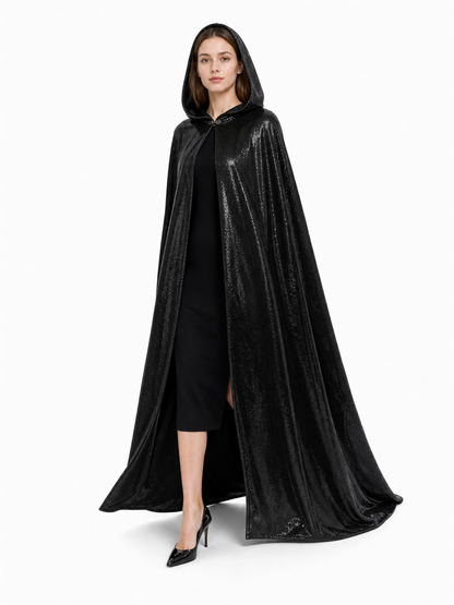 Black Gothic Hooded Carnival Cloak