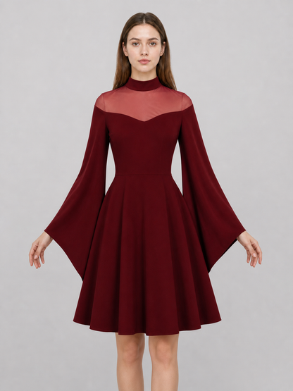 Cosplay Dress with Mesh and High Collar