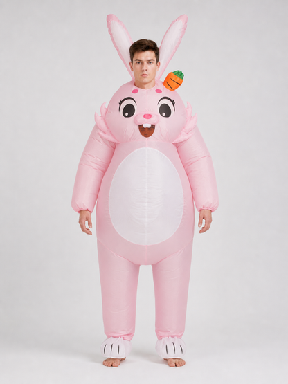 Inflatable Bunny Costume with Ears and a Carrot