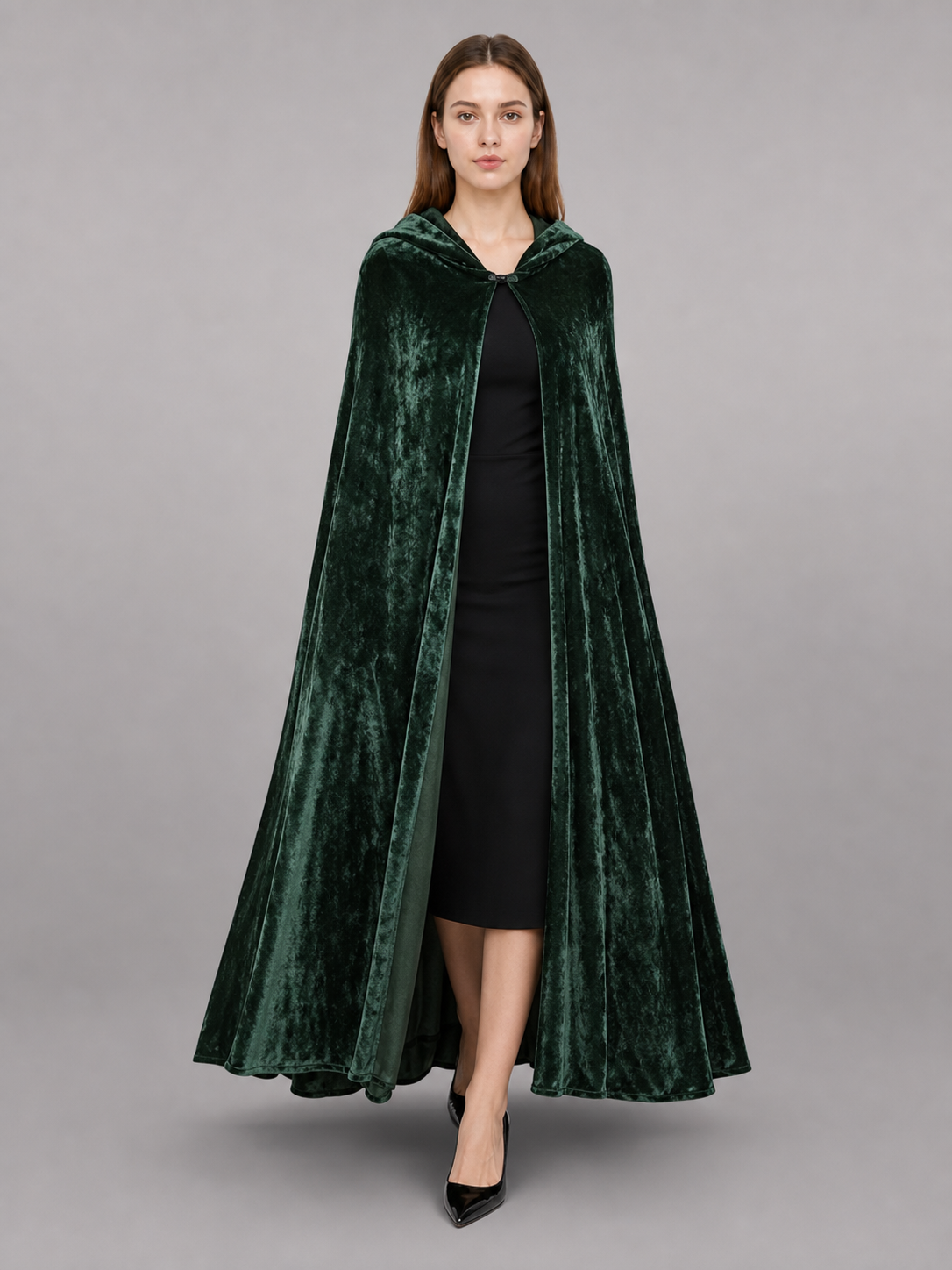 Hooded Dark Green Costume Cloak
