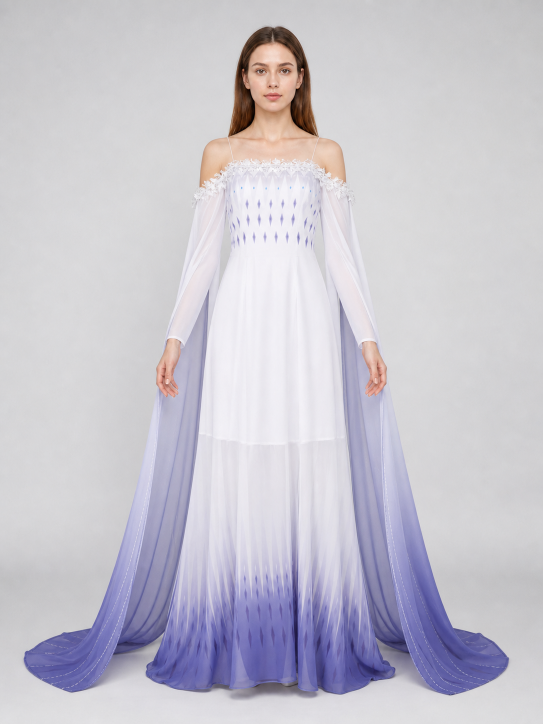 Elsa Cosplay Dress with Capes and Gradient