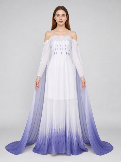 Elsa Cosplay Dress with Capes and Gradient
