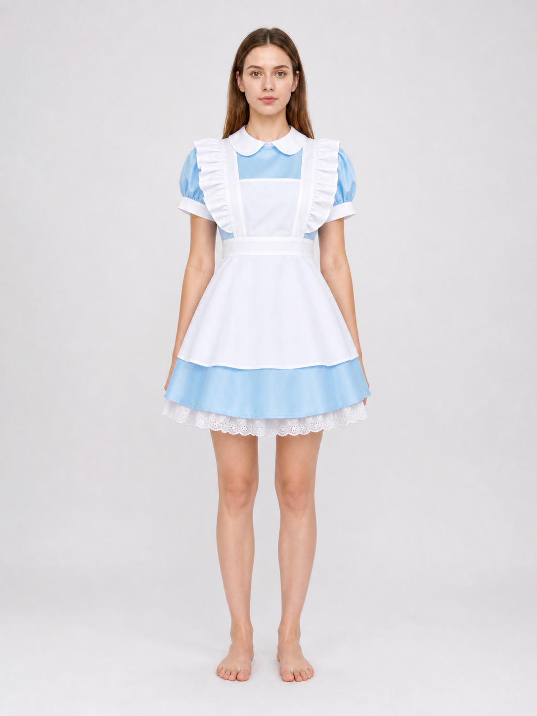 Maid-style costume dress, blue and white