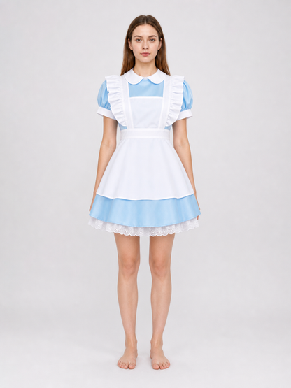 Maid-style costume dress, blue and white