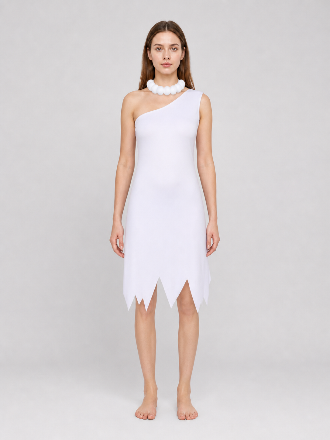 White Halloween Cosplay Dress with Cap