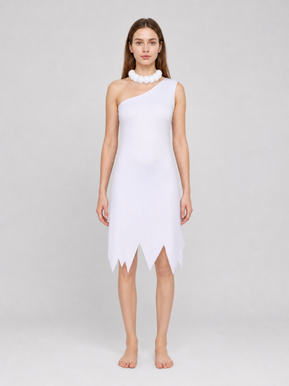 White Halloween Cosplay Dress with Cap