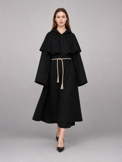 Black Carnival Cloak with Pointed Hood