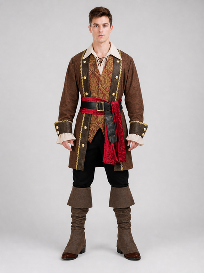 Pirate Costume with Frock Coat and Accessories