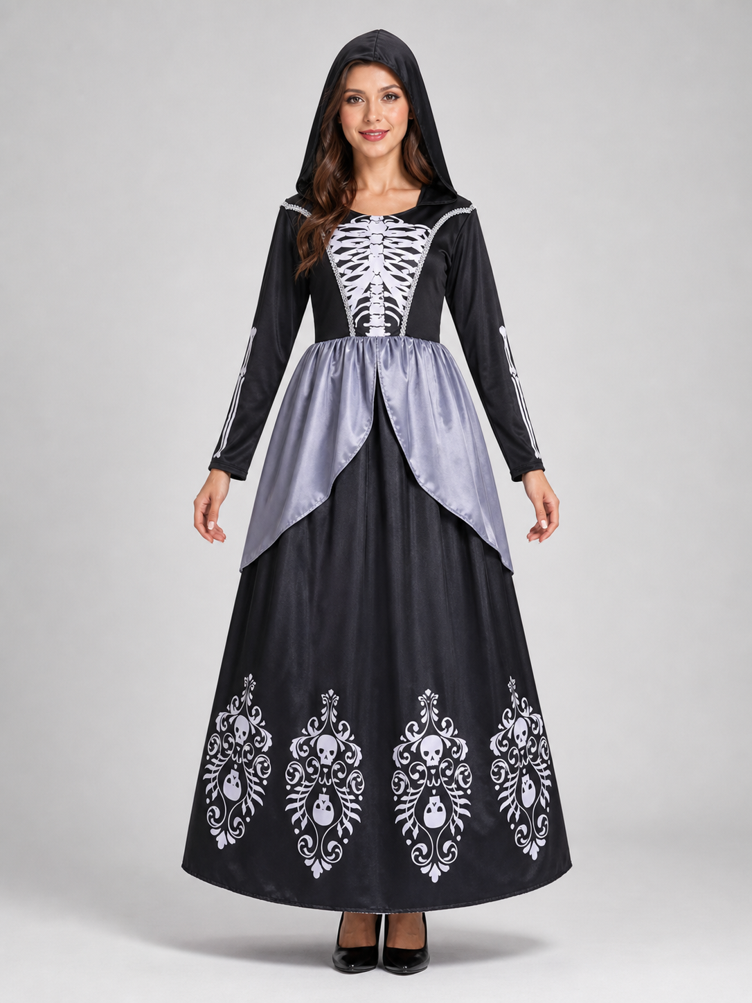 Vampire Cosplay Dress with Hood and Necklace