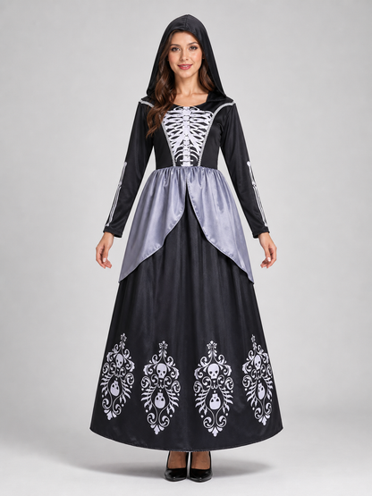 Vampire Cosplay Dress with Hood and Necklace
