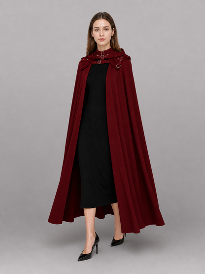 Burgundy Carnival Cloak with Hood