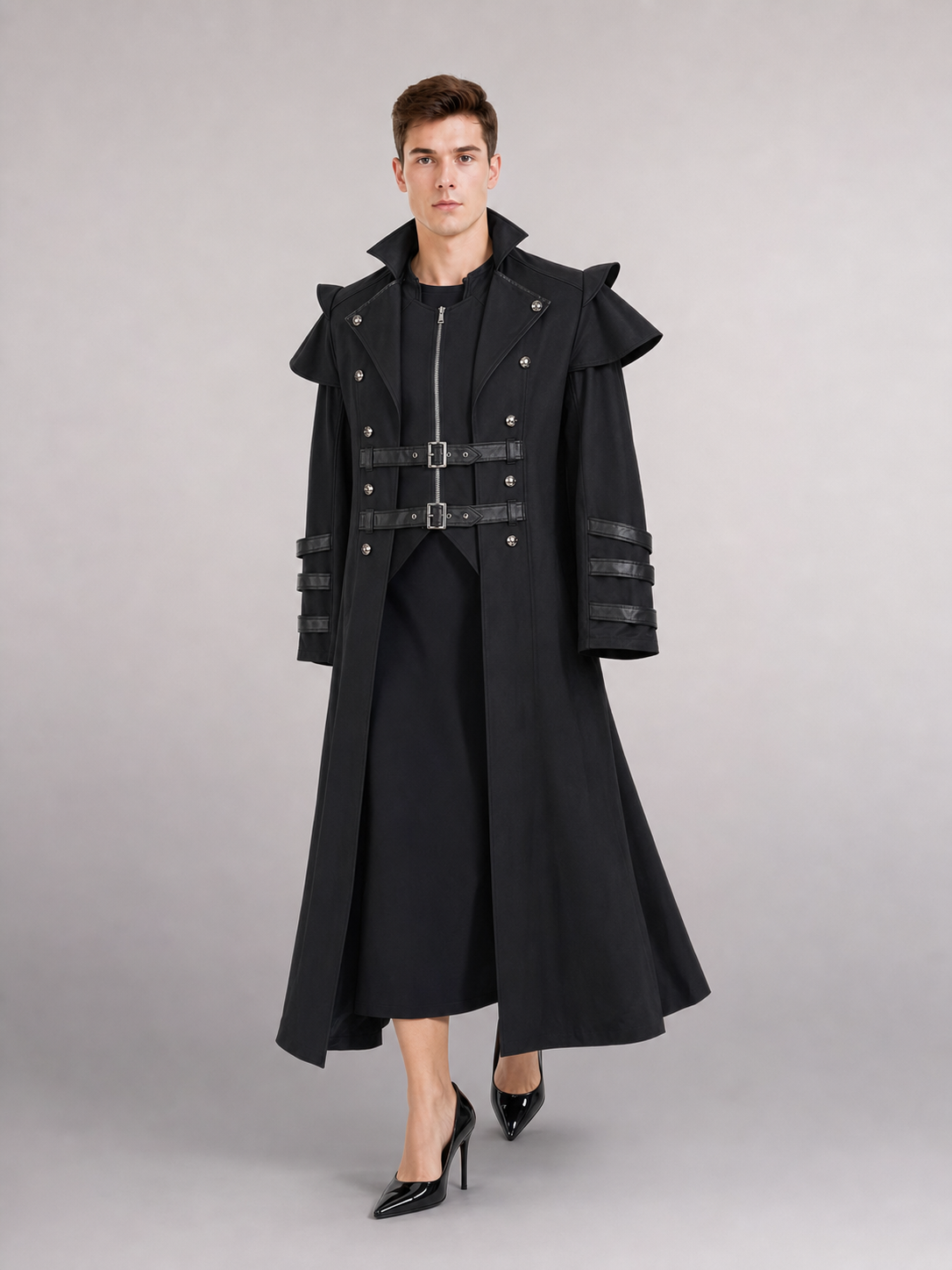 Black Gothic Long Carnival Cape