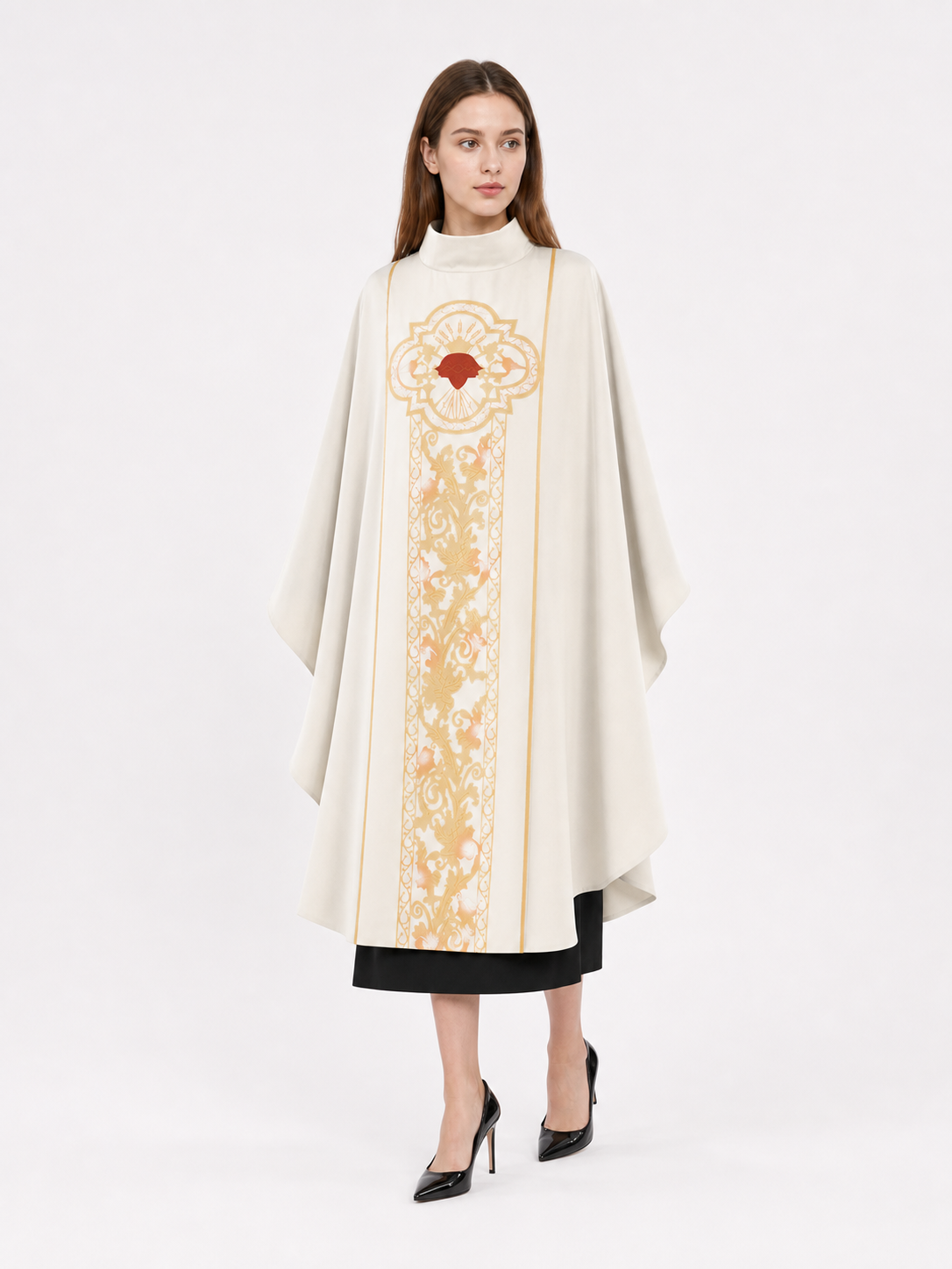 Ivory Carnival Cloak with Gold Decoration