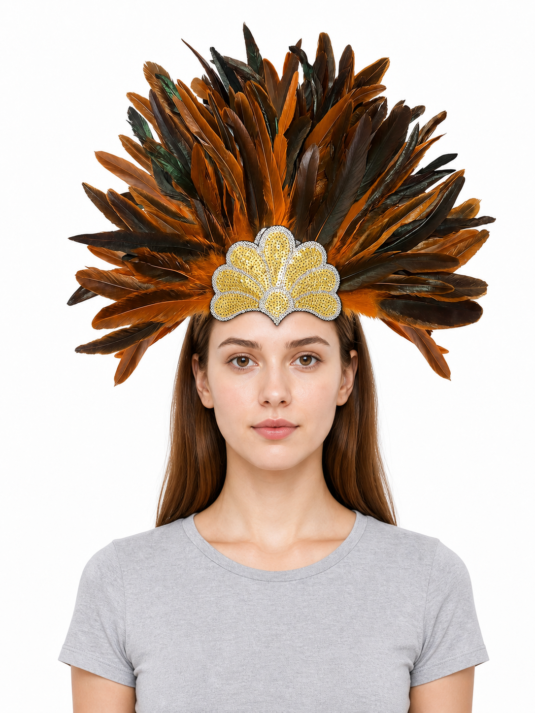 Carnival Headpiece with Orange Feathers