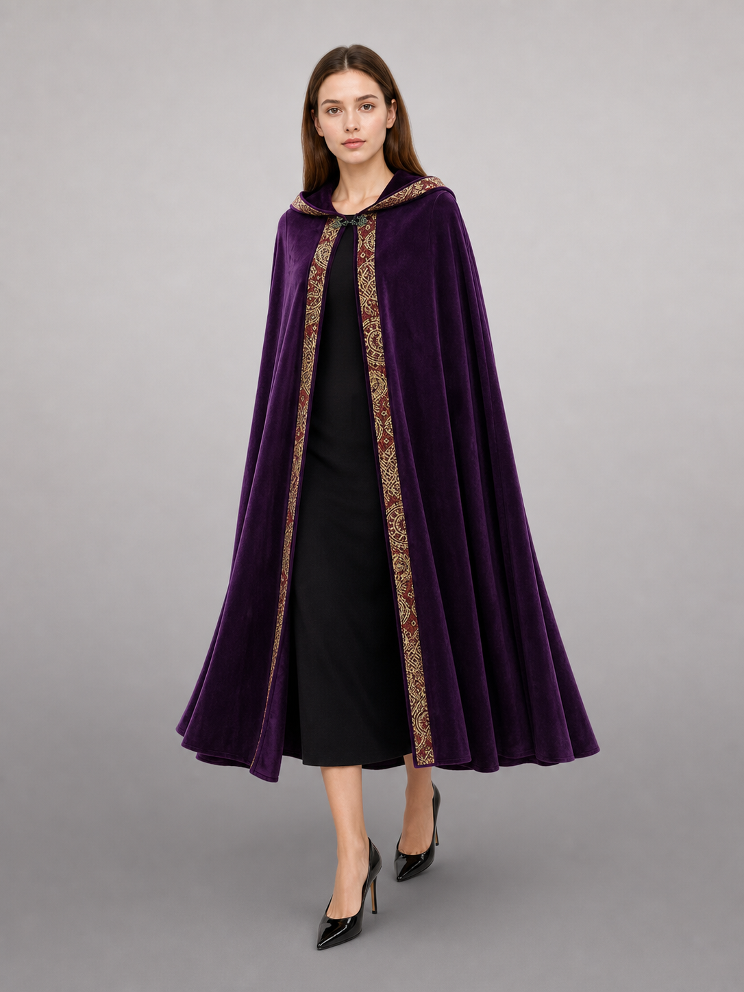 Purple Hooded Costume Cape