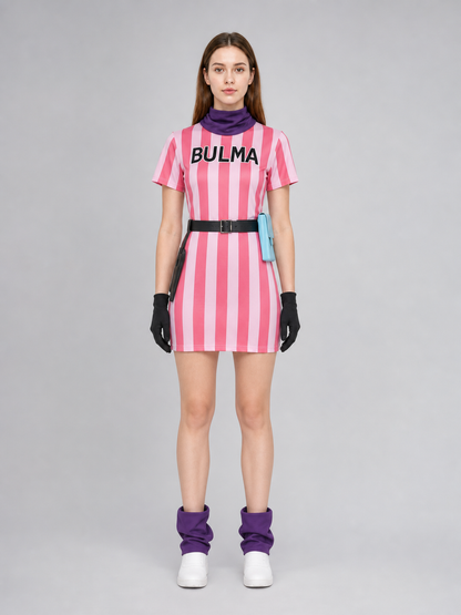 Dragon Ball Bulma Cosplay Dress with Accessories
