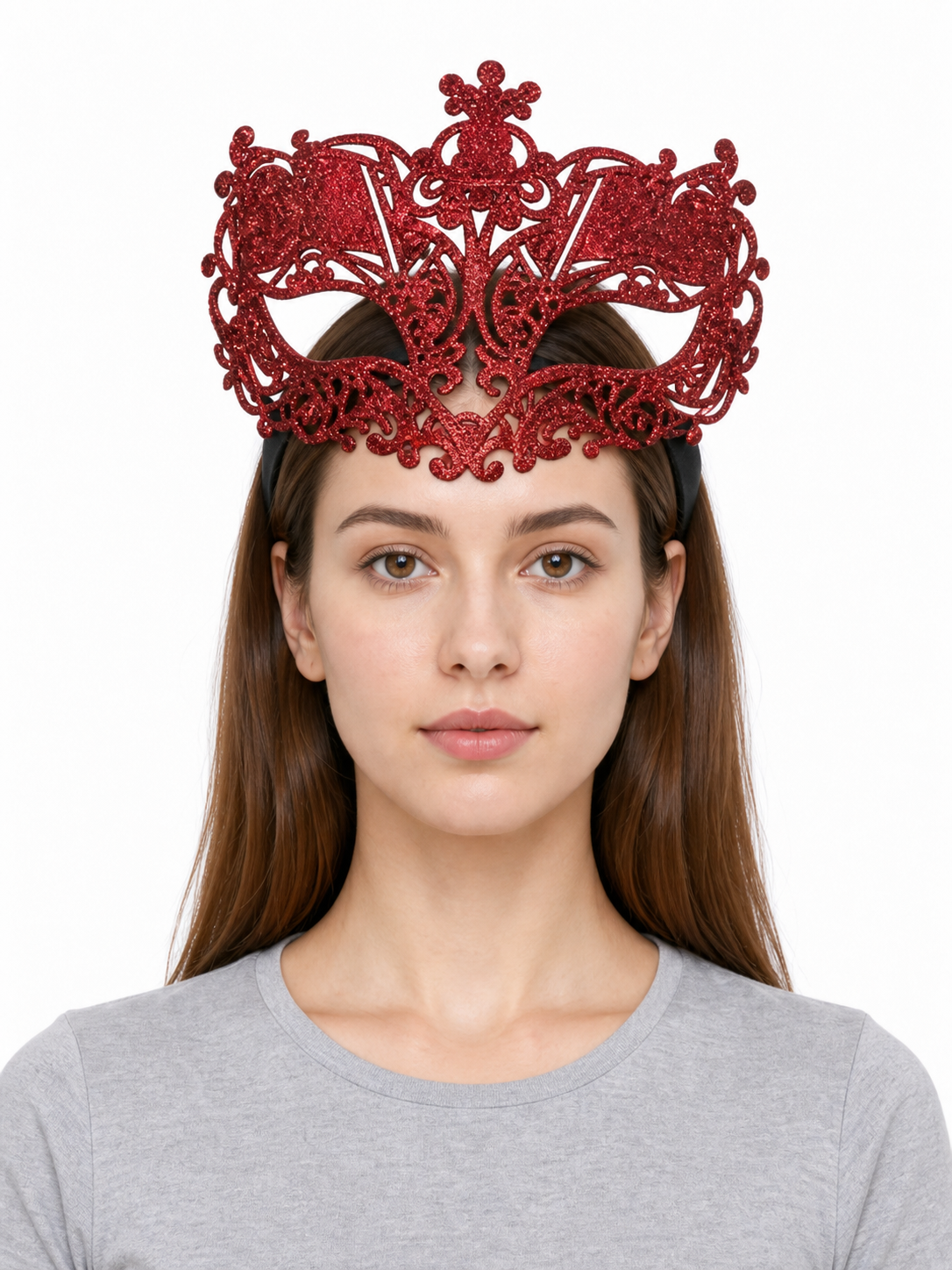 Red Glitter Masquerade Eye Mask