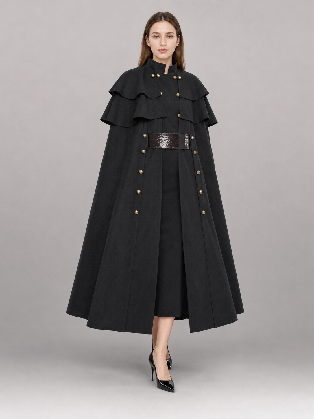 Black Carnival Hooded Cloak for Halloween