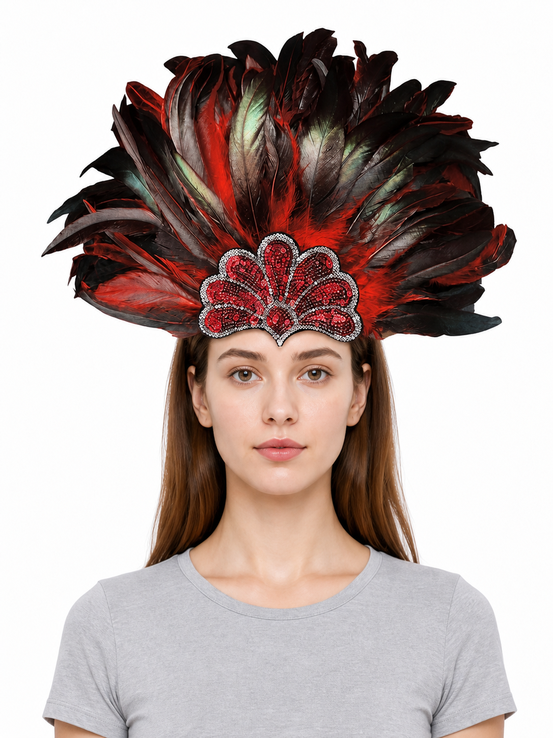 Red Feather Carnival Headpiece