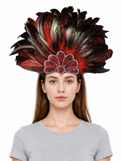 Red Feather Carnival Headpiece