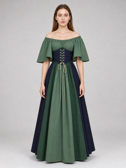 Off-the-Shoulder Dress with Sleeves and Lacing
