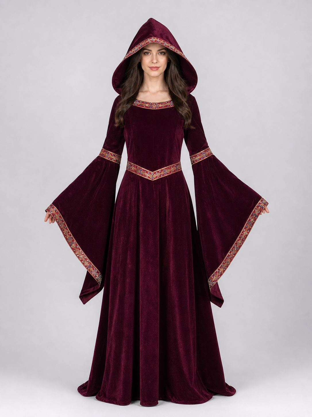 Carnival Burgundy Hooded Cloak