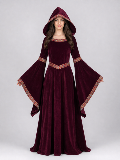 Carnival Burgundy Hooded Cloak