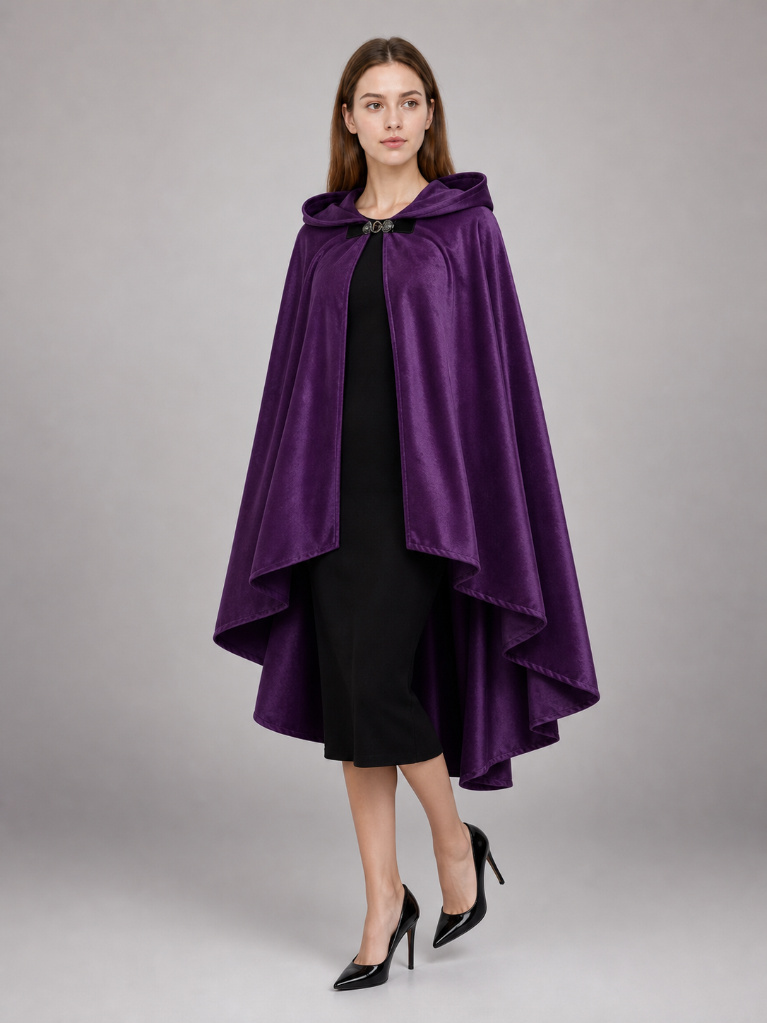 Purple Hooded Medieval Costume Cloak