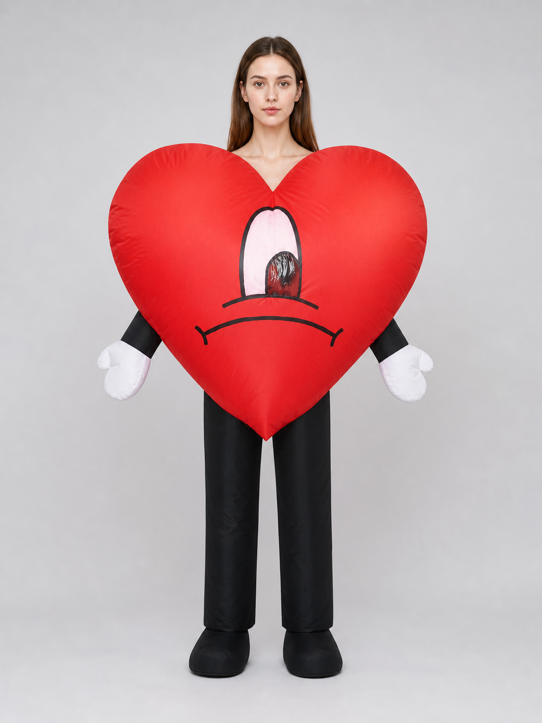 Red Soft Heart Plush Toy with a Sad Face