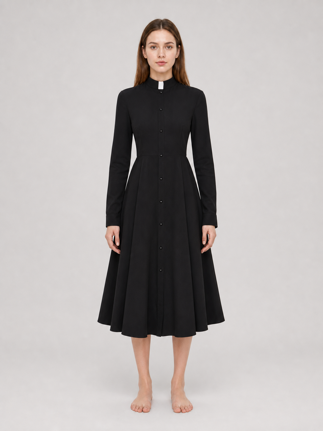 Black priest cosplay dress with collar