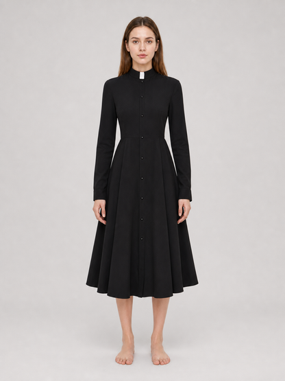 Black priest cosplay dress with collar