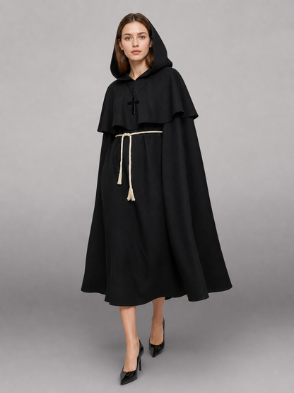 Black Carnival Cloak with Pointed Hood