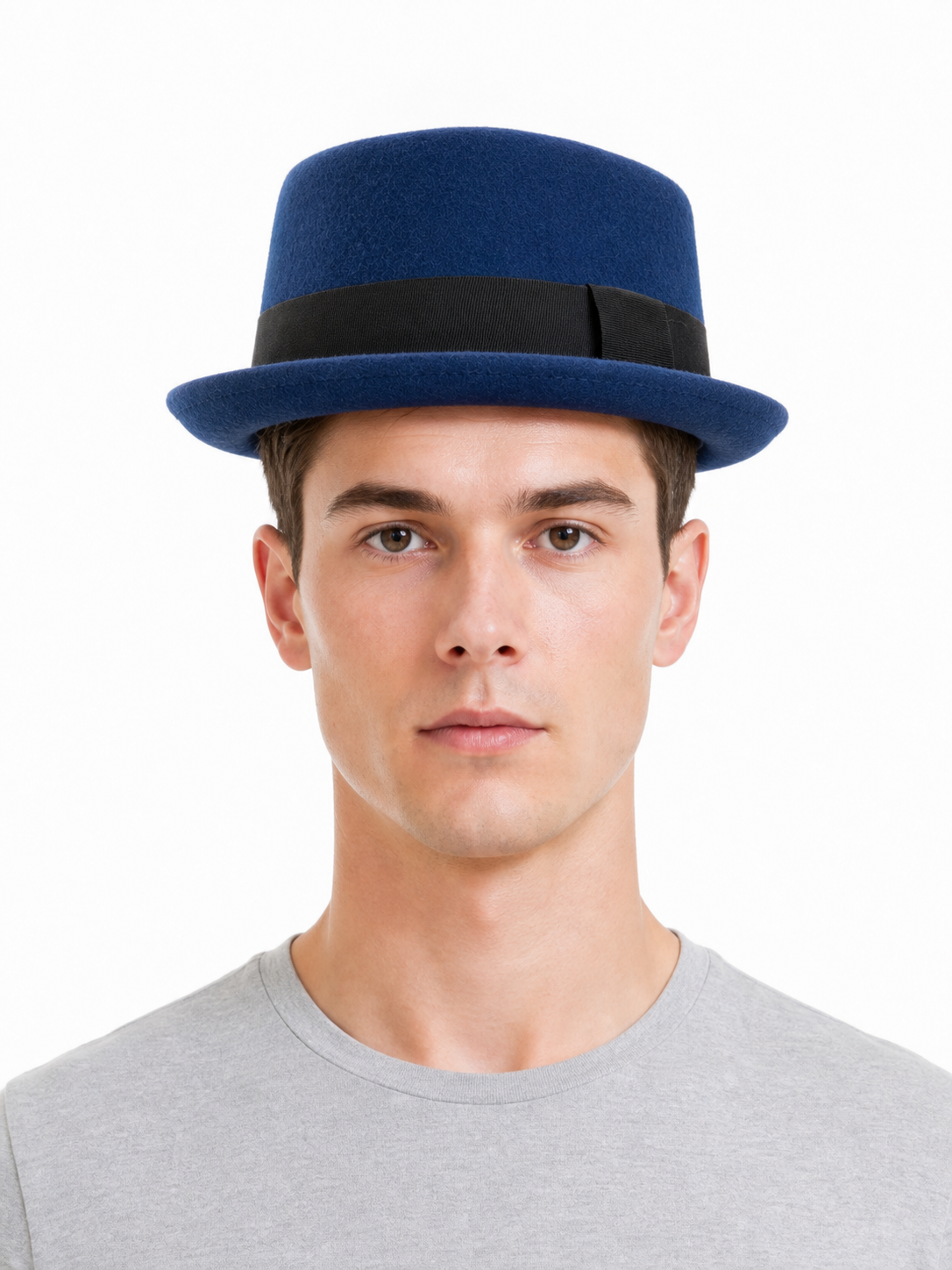 Blue Fedora Hat with Ribbon for Carnival