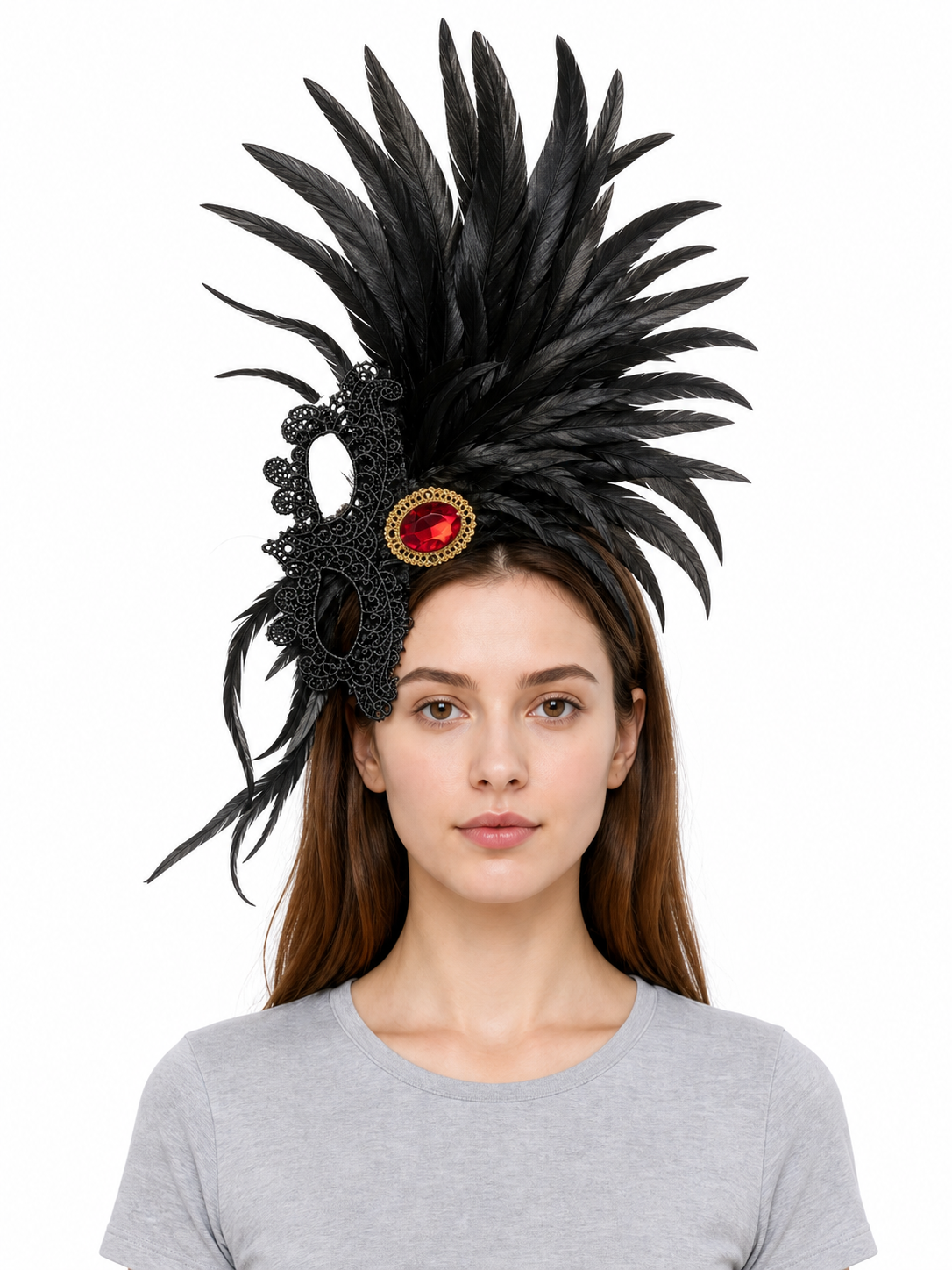 Carnival Headpiece with Black Feathers