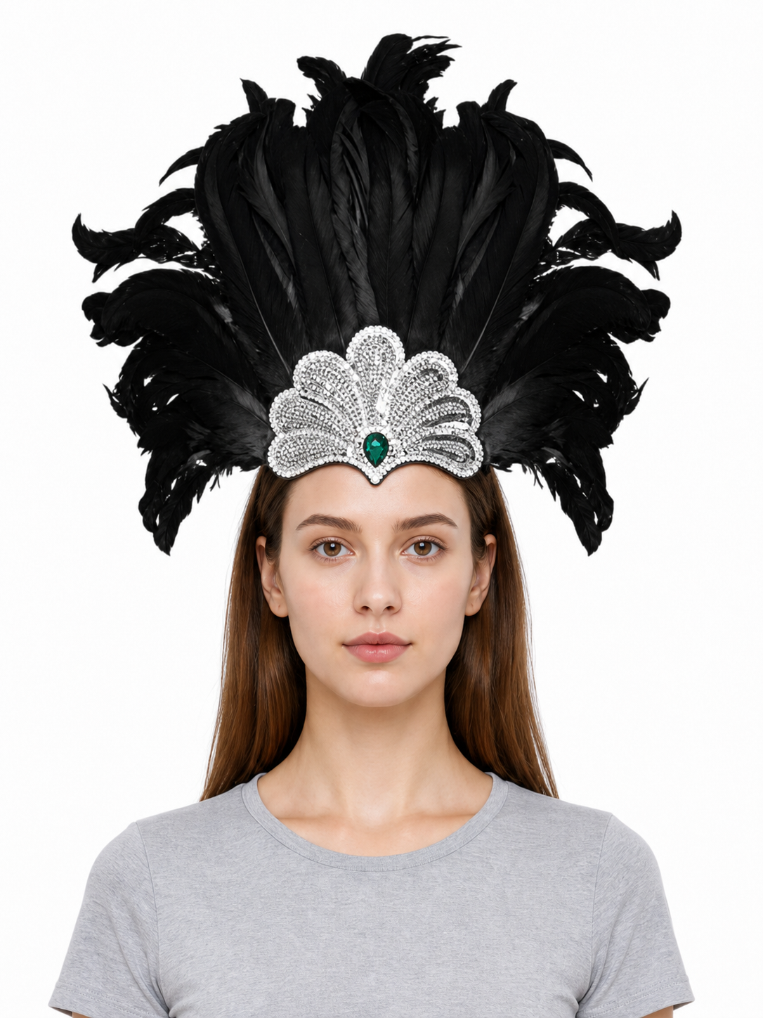 Feather and Bead Headpiece for Masquerade