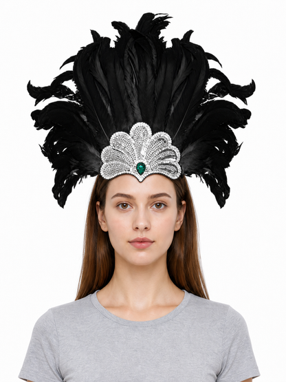 Feather and Bead Headpiece for Masquerade