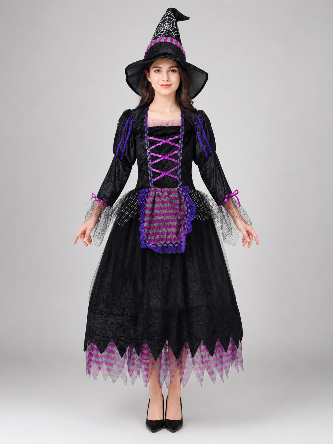 Witch cosplay dress costume with black hat