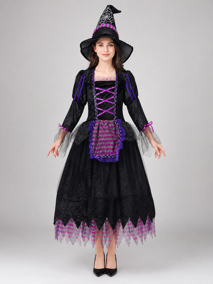 Witch cosplay dress costume with black hat