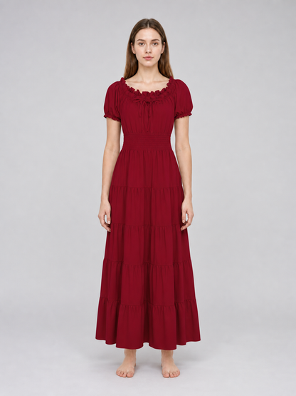 Burgundy Renaissance-Style Maxi Dress